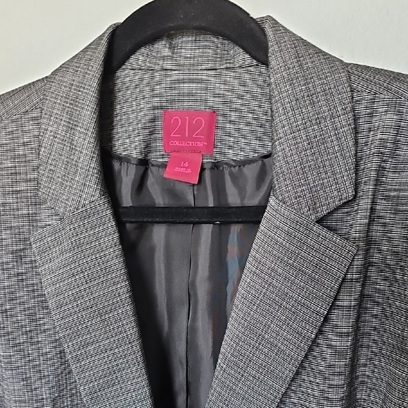 212 Collection Preppy Office NWT Size 14 Black Plaid Tailored One Button Blazer - Picture 3 of 8
